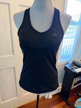 adidas Black Racerback Tank with Contrast Trim